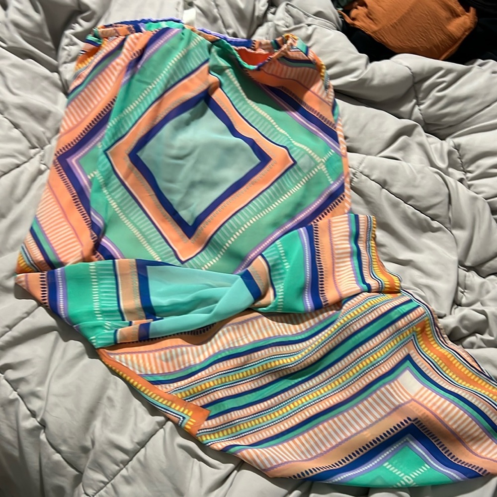 Fun multicolored geometrical maxi skirt